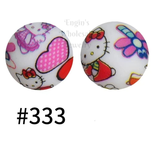 Kitty Kitten Printed Silicone Beads Number 333