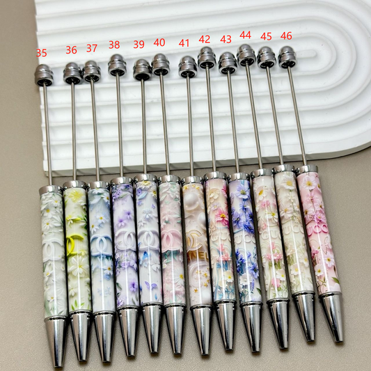 Printed Beatable Pens in Silver Color with CCC and GGG Flower Design （Non-refillable）