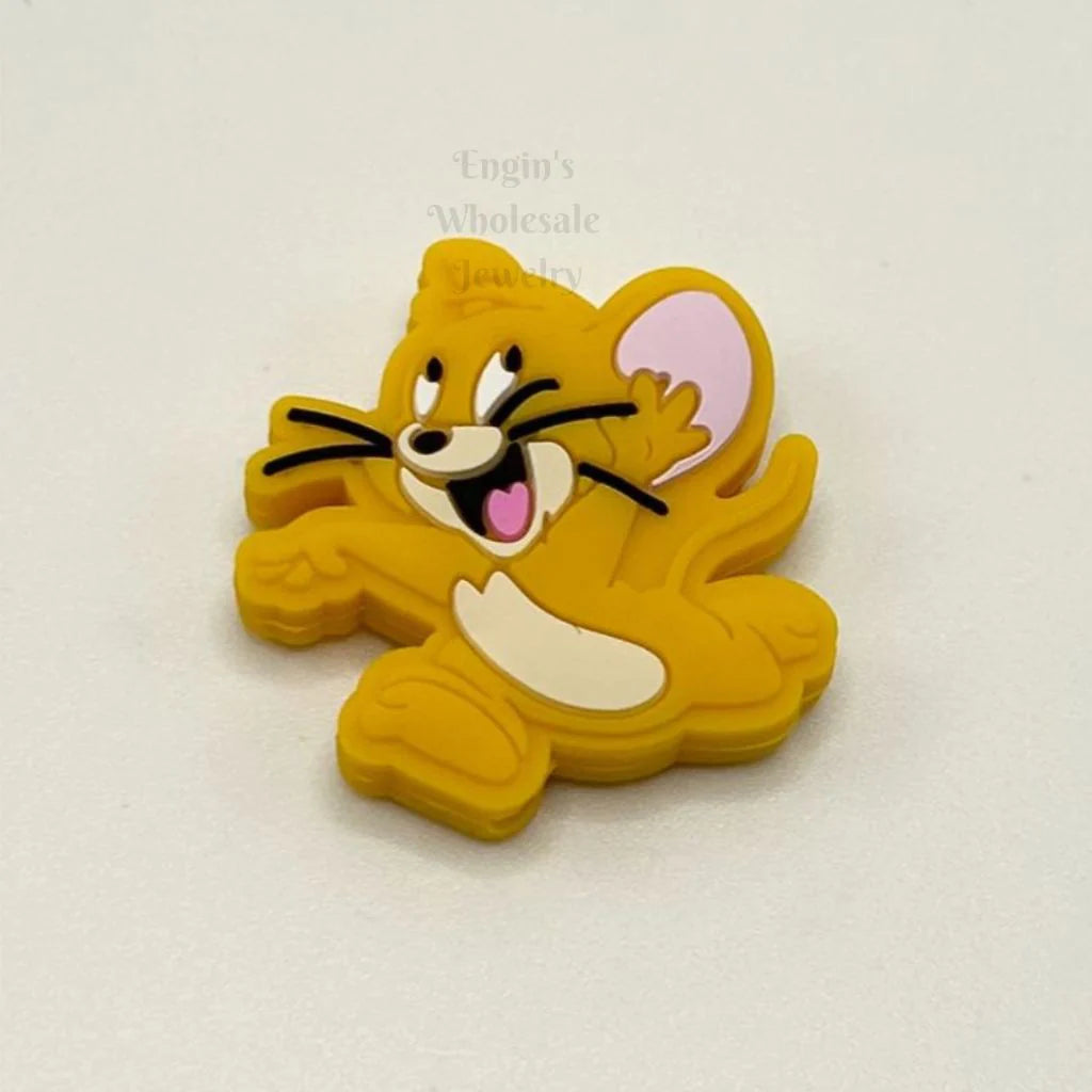 Cartoon Mouse Brown Silicone Focal Beads