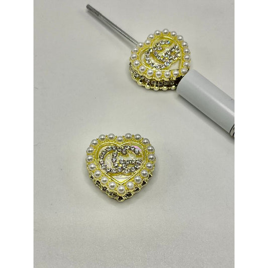 GGG Heart Acrylic Bead with Artificial Pearls, JD